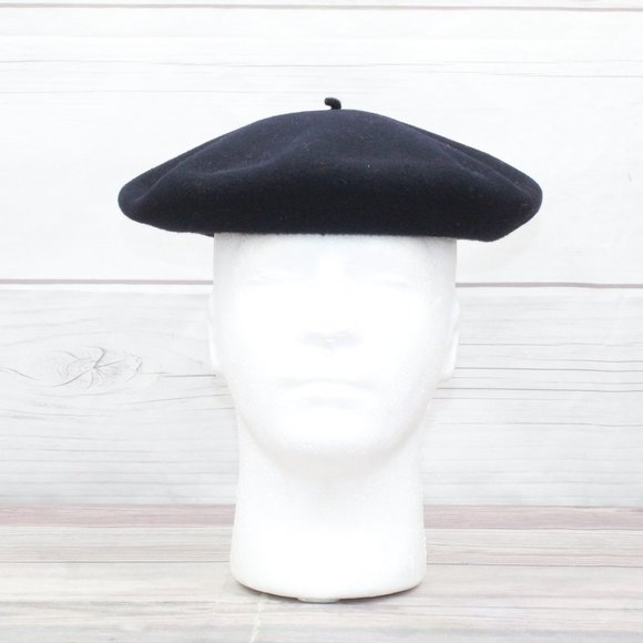Campan Other - Vintage Campan French Beret Marine Black Wool France Luxury Hat Circle 23"